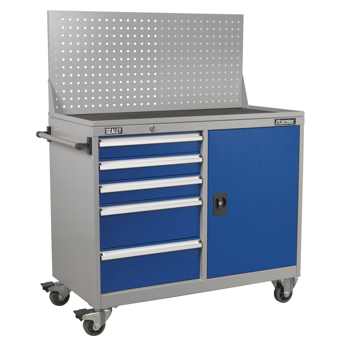 Sealey Premier Industrial Mobile Workstation with 5 Drawers & 1 Shelf Locker - Image 1
