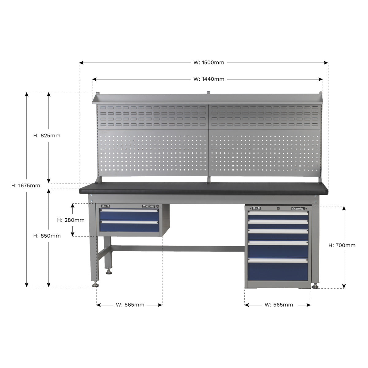 Premier Industrial Complete Workstation & Cabinet Combo 1.5m API1500COMB02
