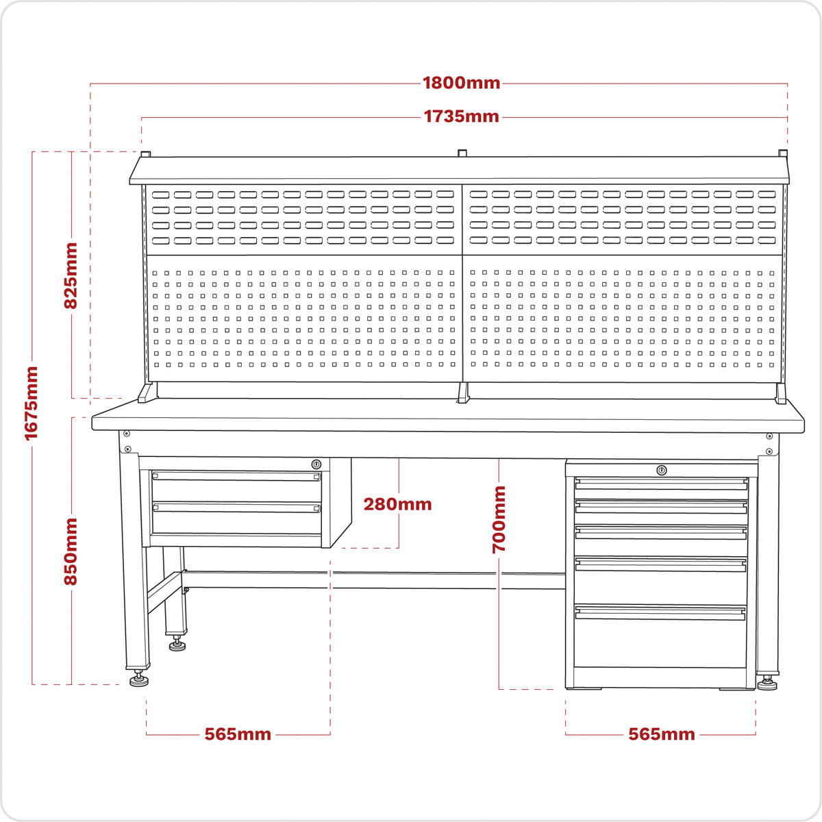 Premier Industrial Complete Workstation & Cabinet Combo 1.8m API1800COMB02