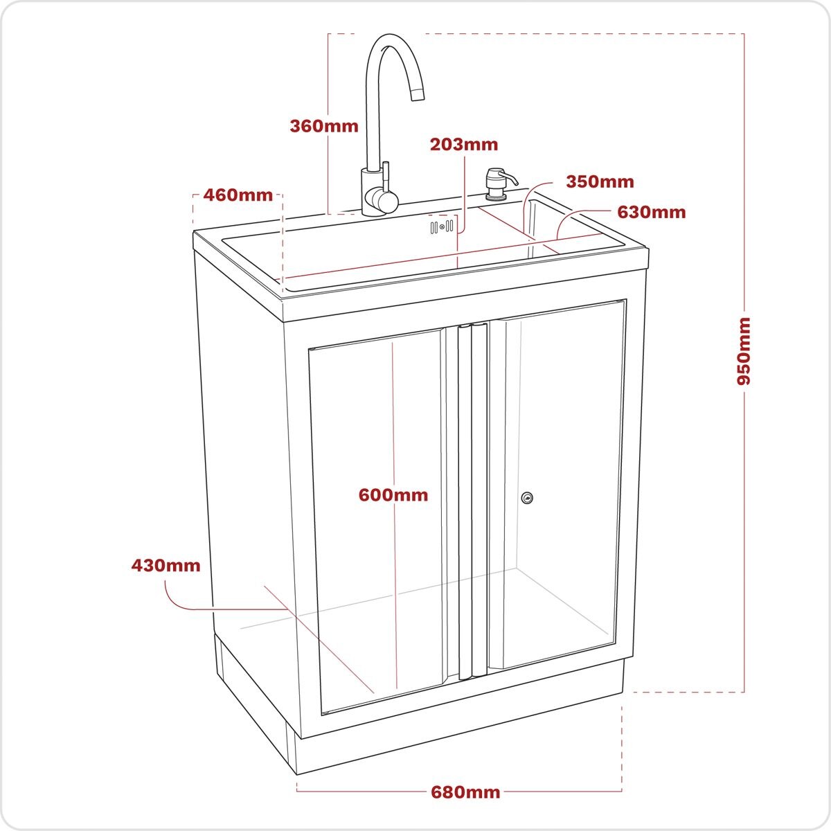Sealey Superline PRO Modular Sink Unit 680mm - Image 4