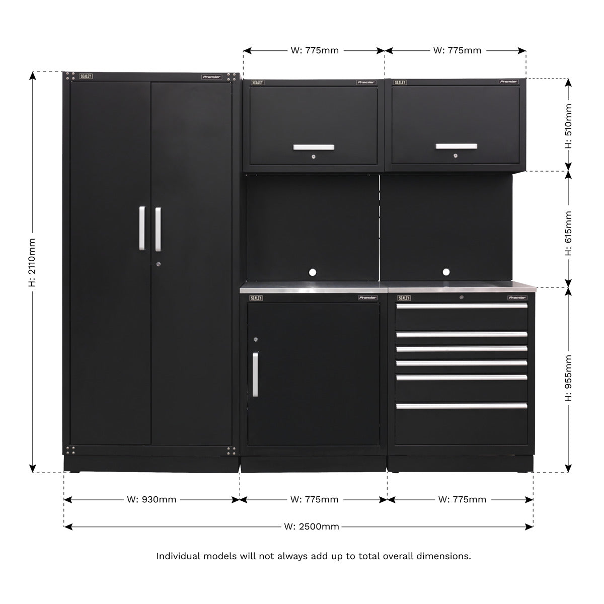 Premier Storage System with Stainless Worktop 2.48m APMSCOMBO1SS
