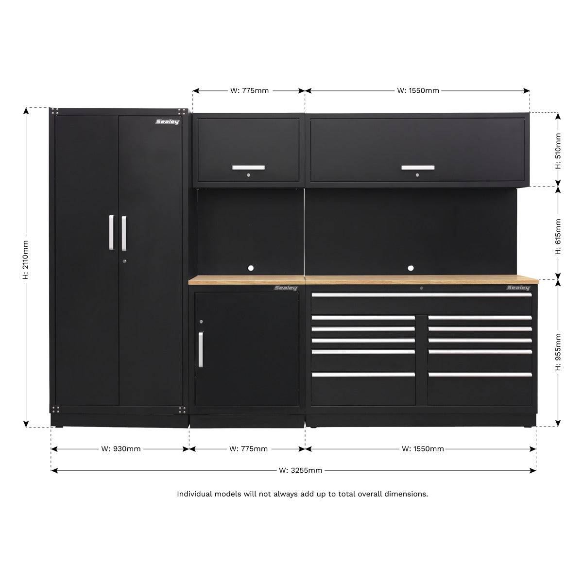 Premier Storage System with Hardwood Worktop 3.26m APMSCOMBO2W