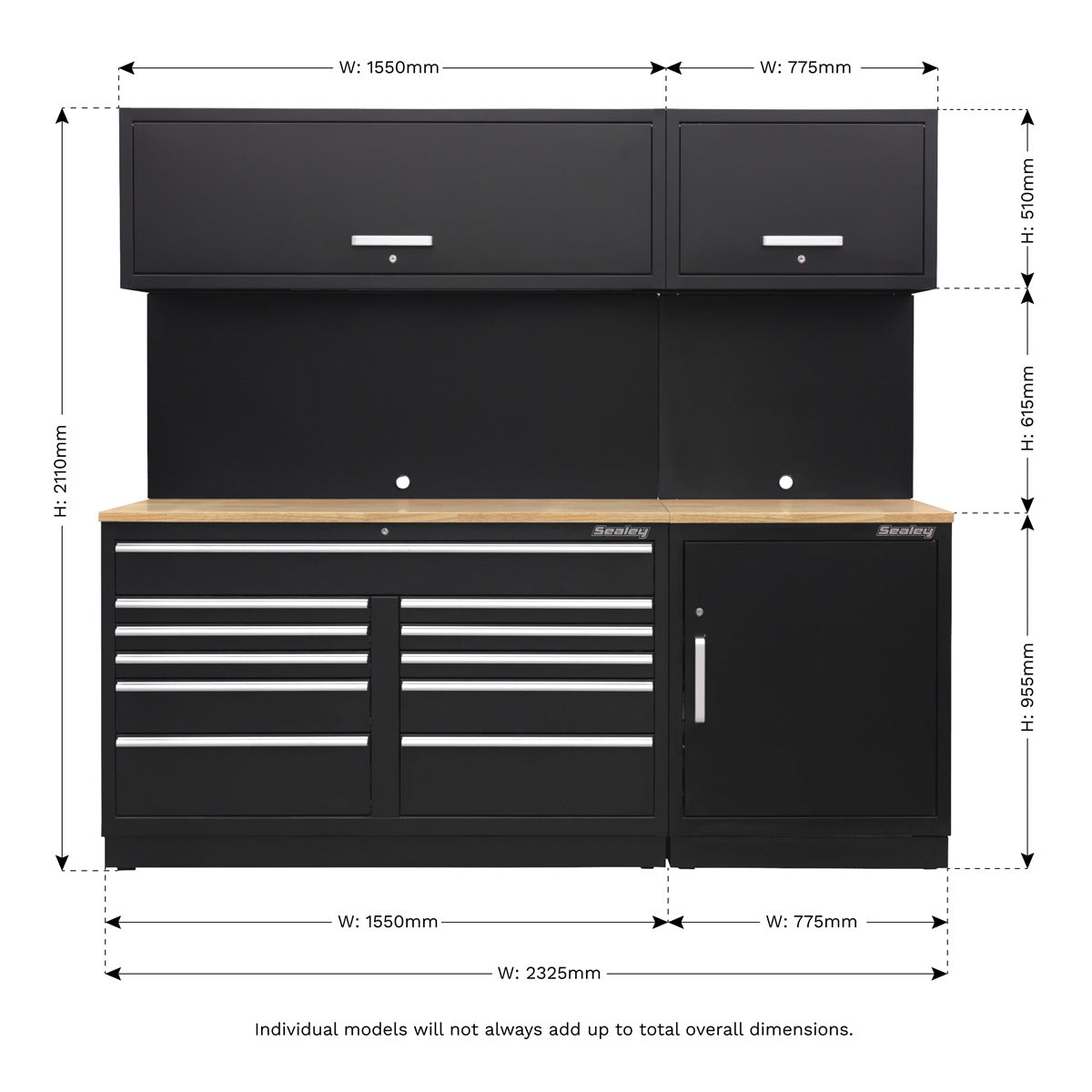 Premier Storage System with Hardwood Worktop 2.33m APMSCOMBO4W