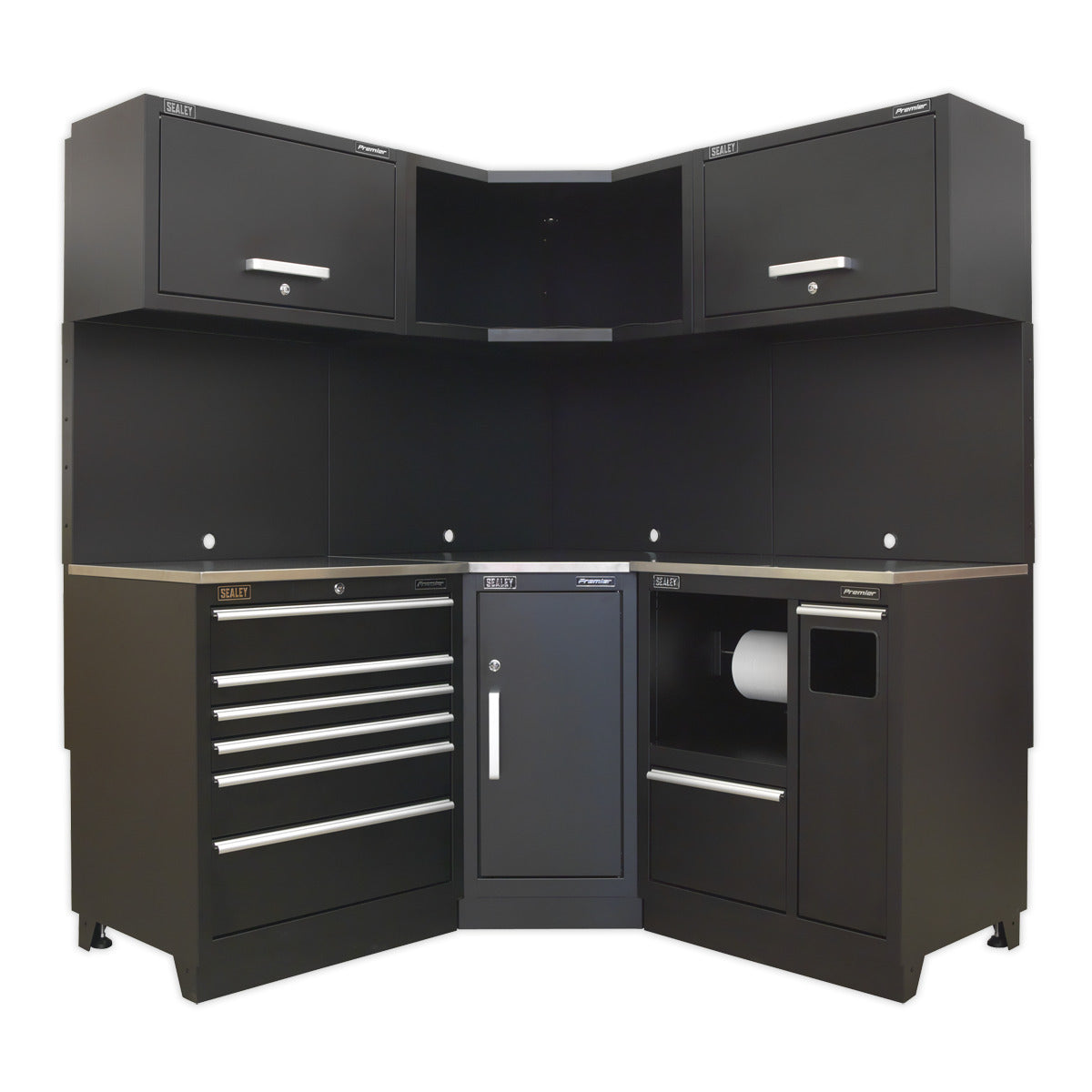 Premier Corner Storage System with Stainless Worktop 1.71m APMSCOMBO6SS