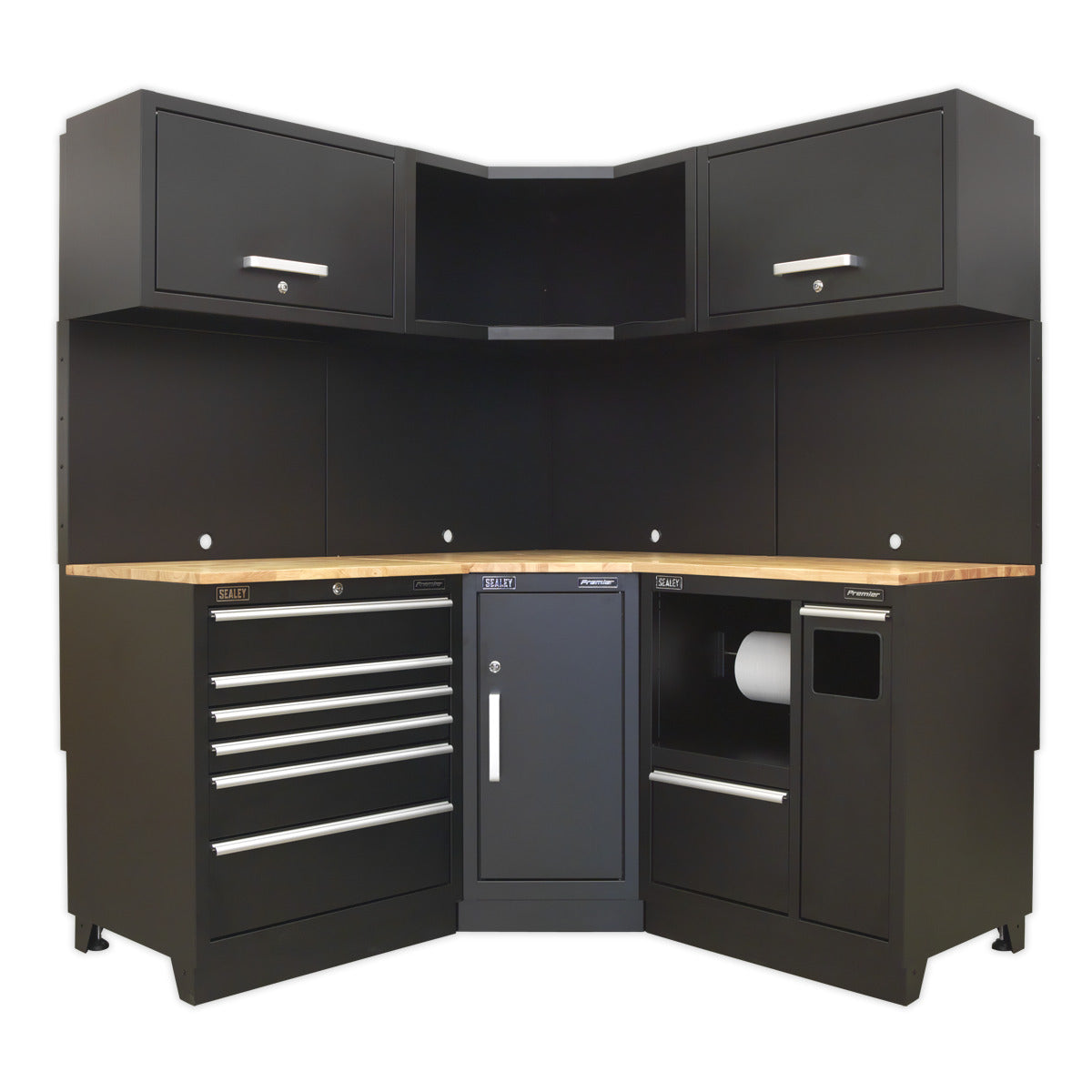 Premier Corner Storage System with Hardwood Worktop 1.71m APMSCOMBO6W