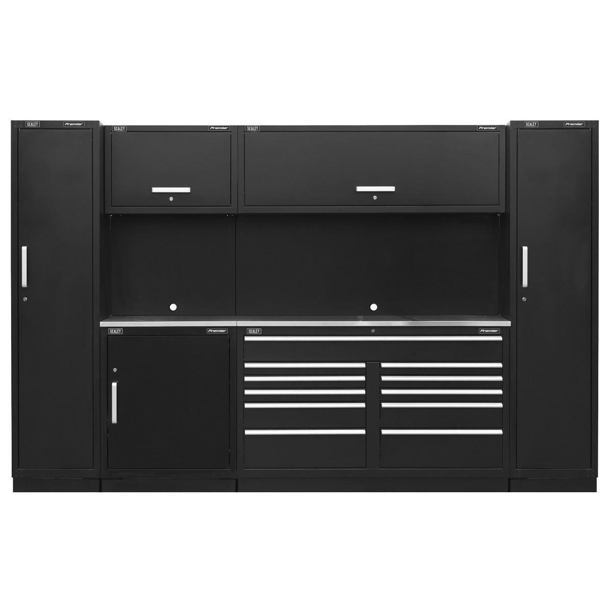 Premier Storage System with Stainless Worktop 3.55m APMSCOMBO7SS