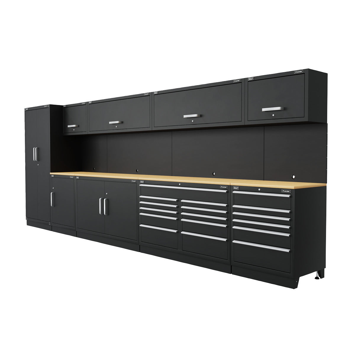 Premier Storage System with Hardwood Worktop 5.58m APMSOAK