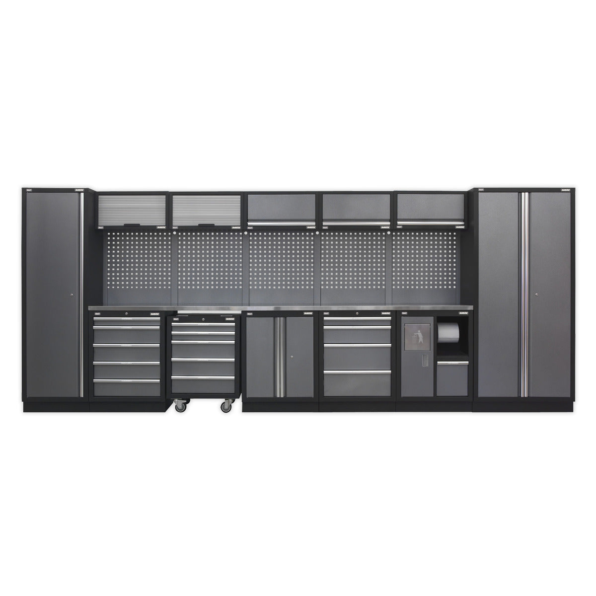 Superline PRO Storage System with Stainless Worktop 4.92m APMSSTACK01SS