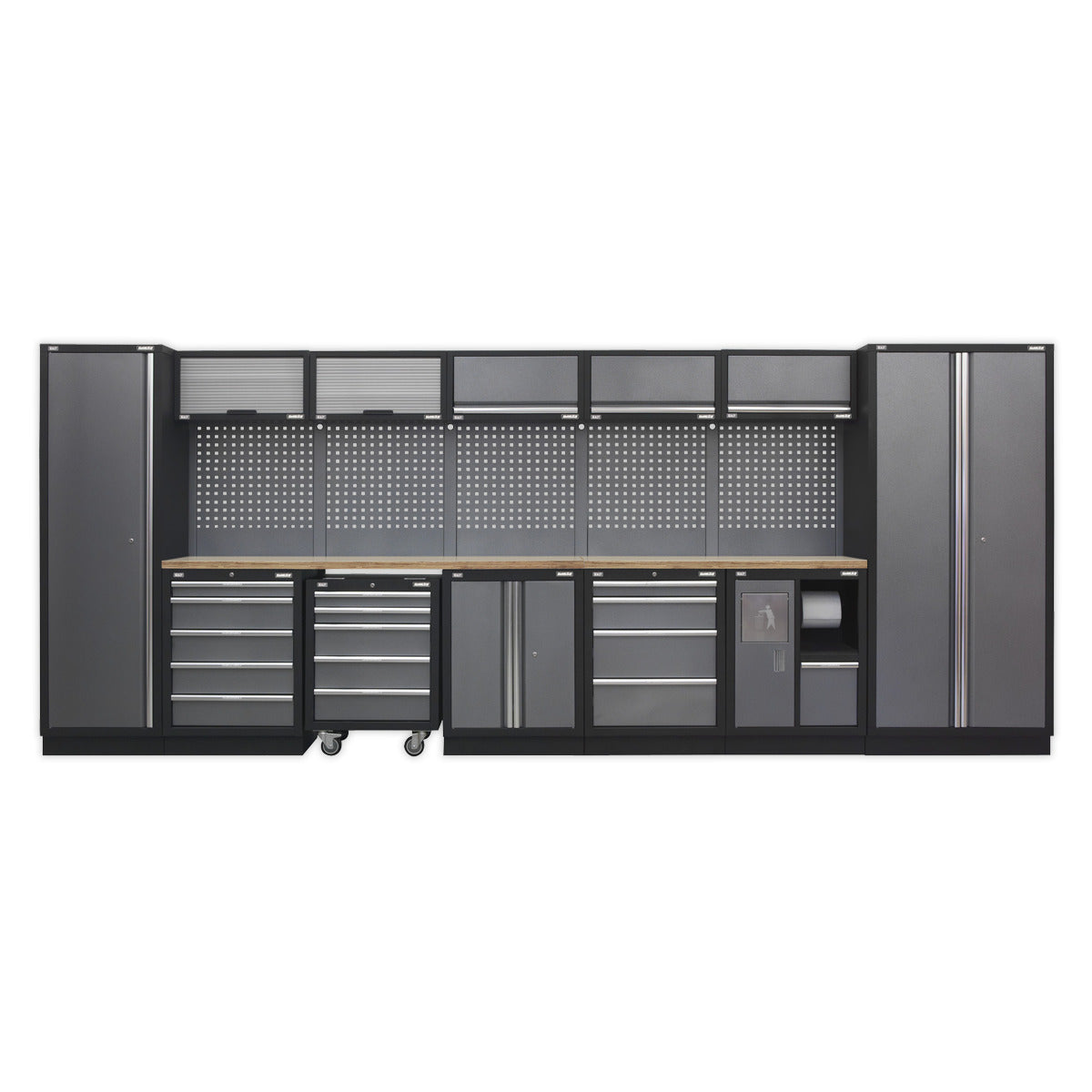 Superline PRO Storage System with Wood Worktop 4.92m APMSSTACK01W