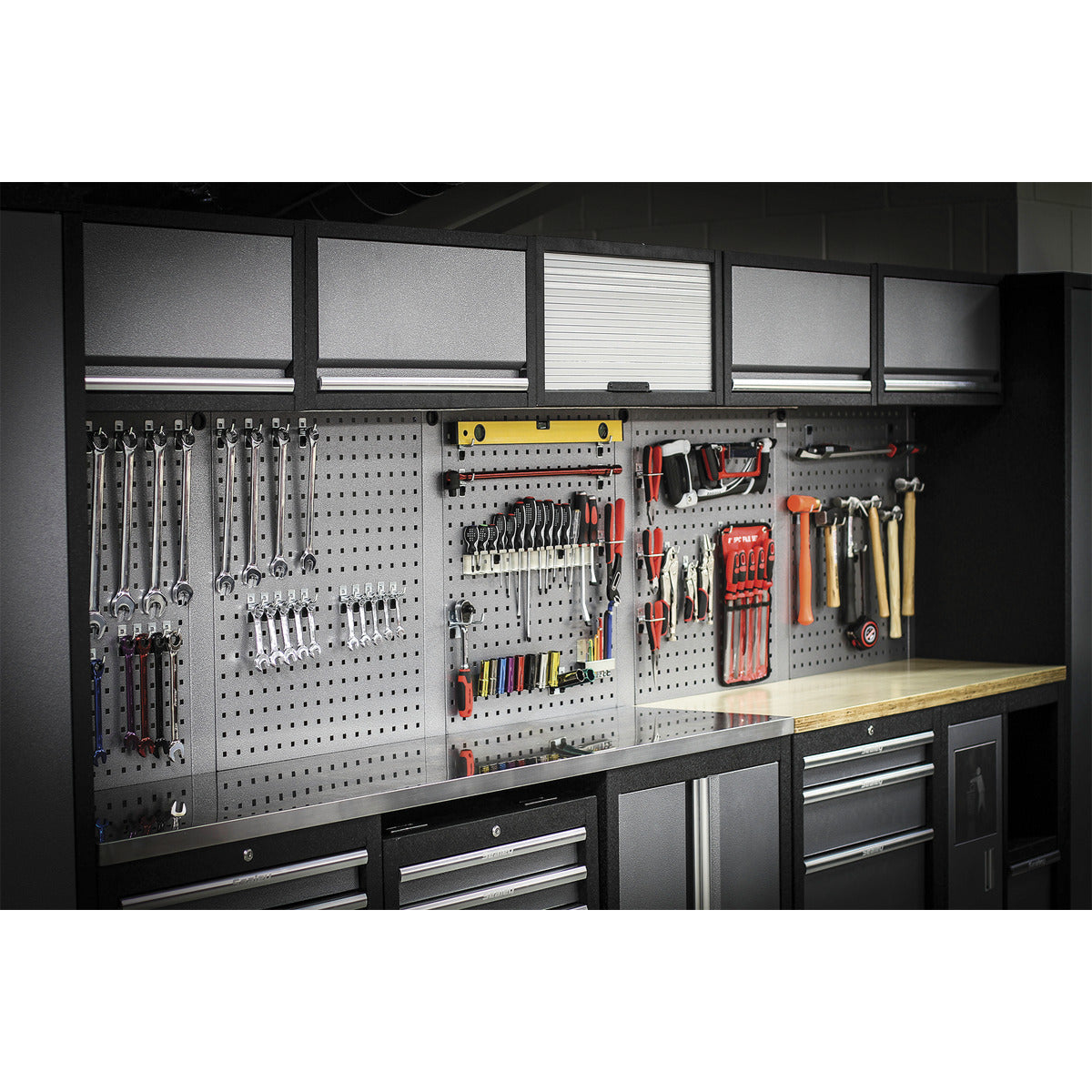 Superline PRO Storage System with Wood Worktop 4.92m APMSSTACK01W
