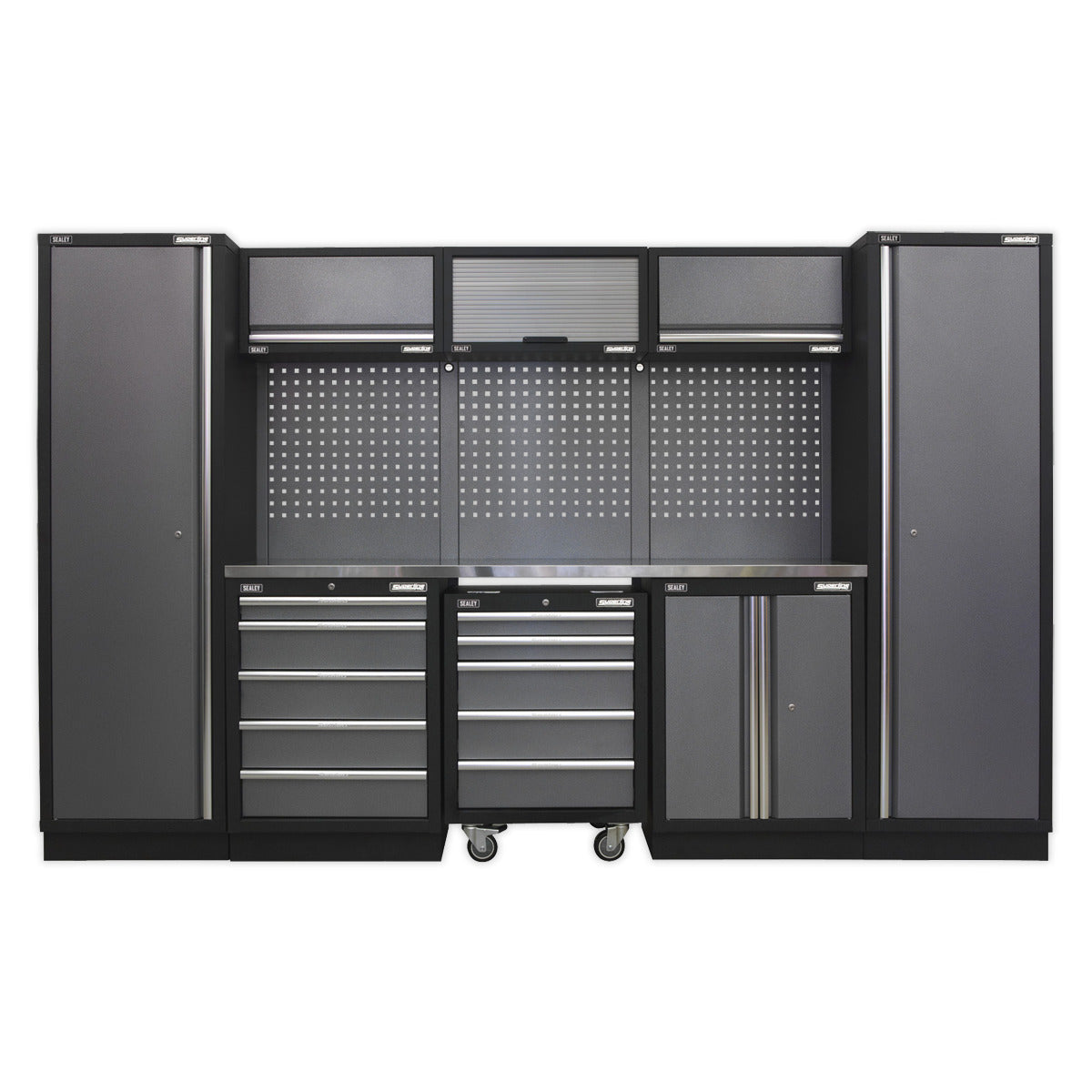 Superline PRO Storage System with Stainless Worktop 3.24m APMSSTACK03SS