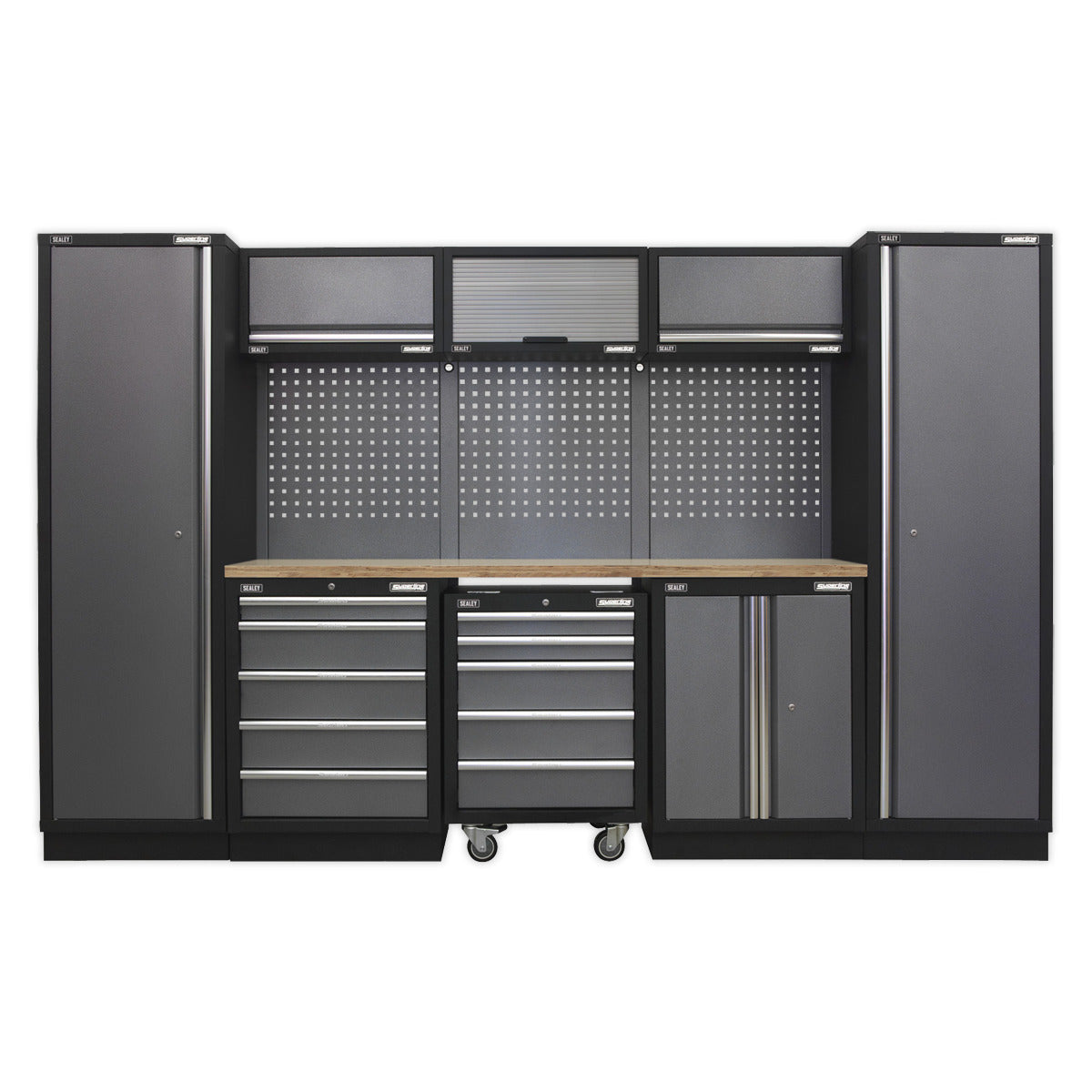 Superline PRO Storage System with Wood Worktop 3.24m APMSSTACK03W