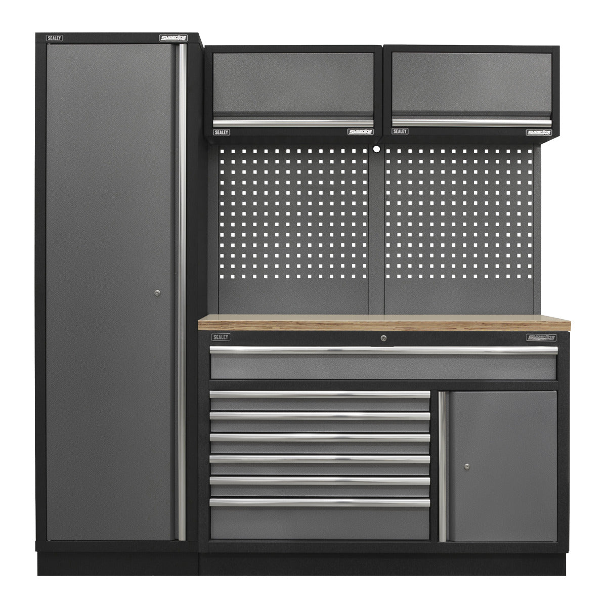 Superline PRO Storage System with Pressed Wood Worktop 1.96m APMSSTACK09W