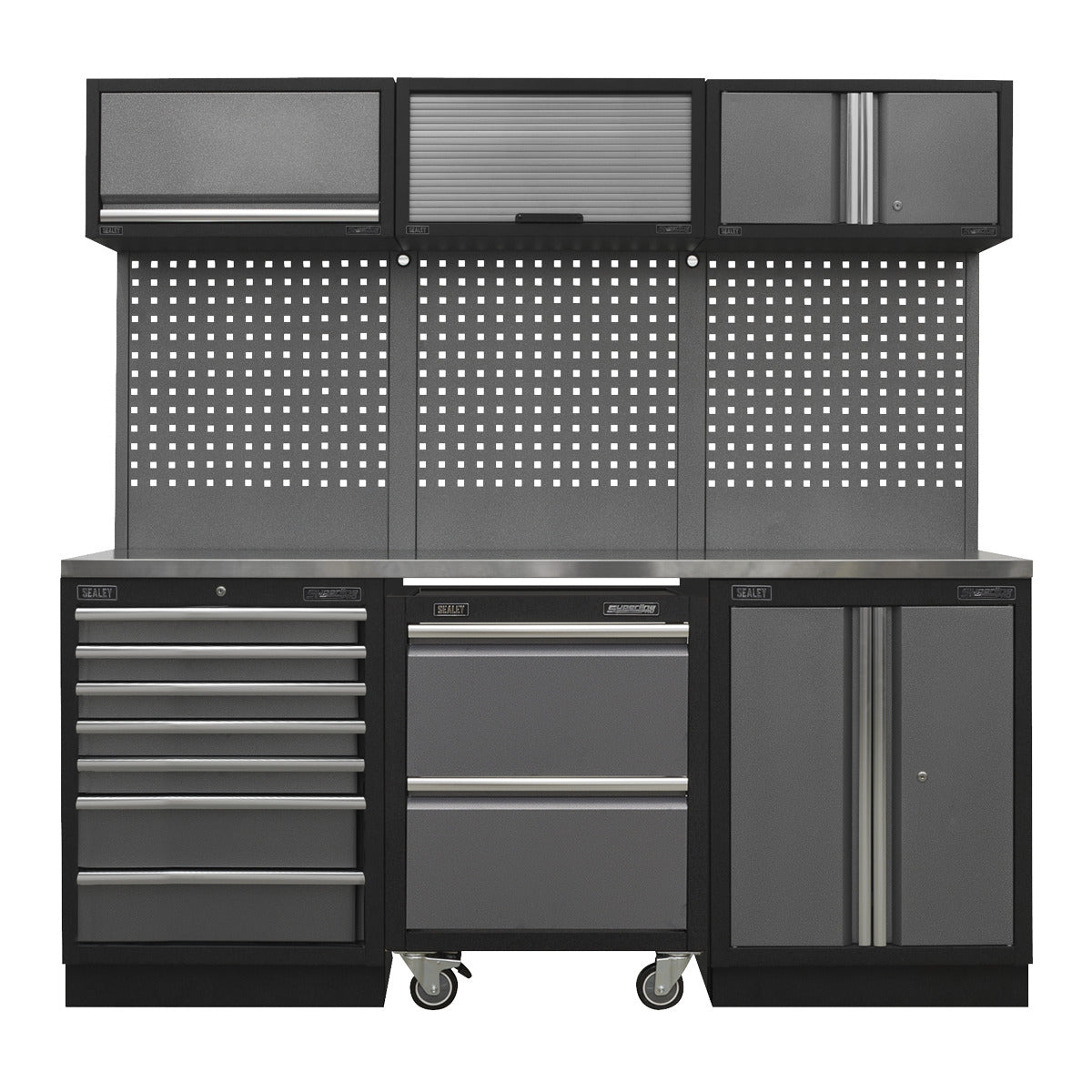 Superline PRO Storage System with Stainless Steel Worktop 2.04m APMSSTACK12SS
