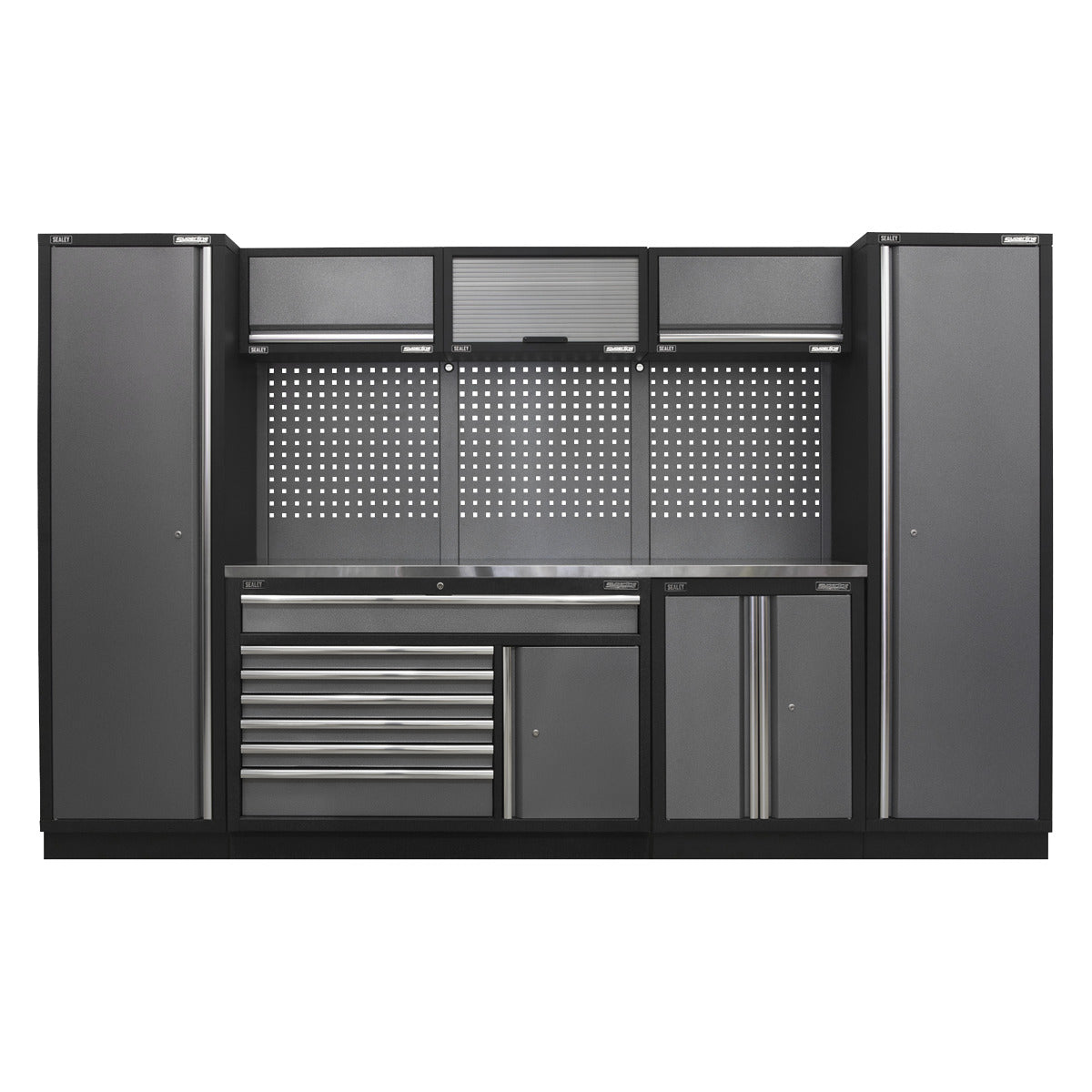 Superline PRO Storage System with Stainless Steel Worktop 3.24m APMSSTACK13SS