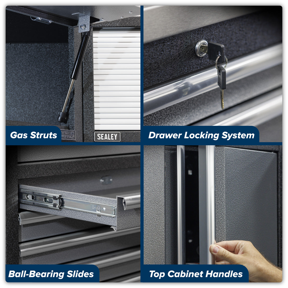Superline PRO Modular Storage System Combo with Stainless Steel Worktop APMSSTACK14SS
