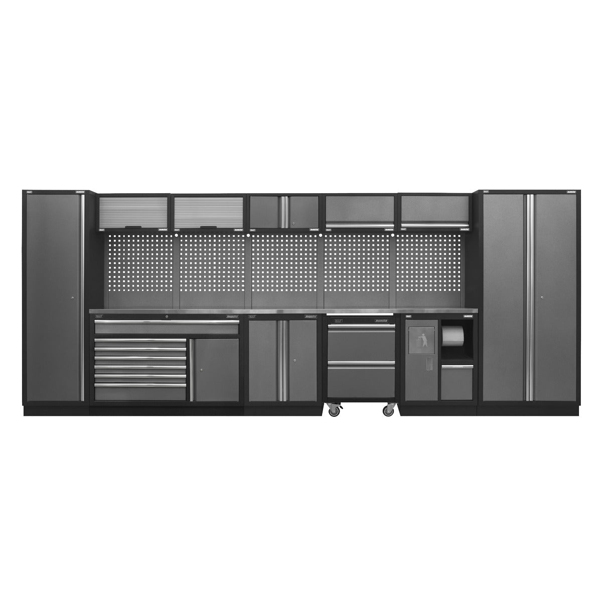 Superline PRO Storage System with Stainless Worktop 4.92m APMSSTACK15SS