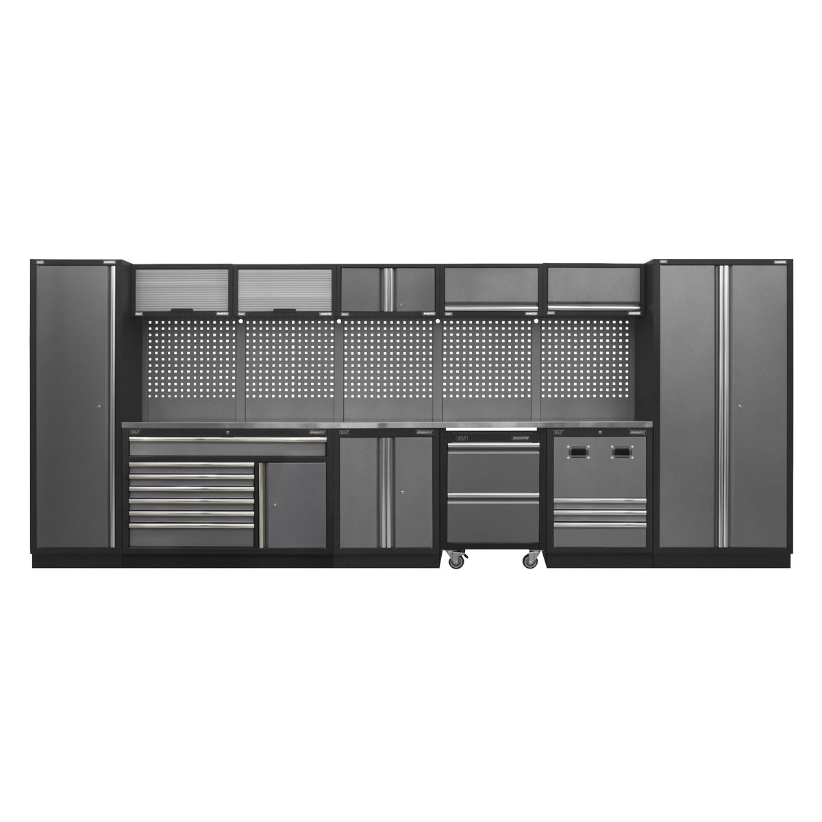 Superline PRO Storage System with Stainless Steel Worktop 4.92m APMSSTACK16SS