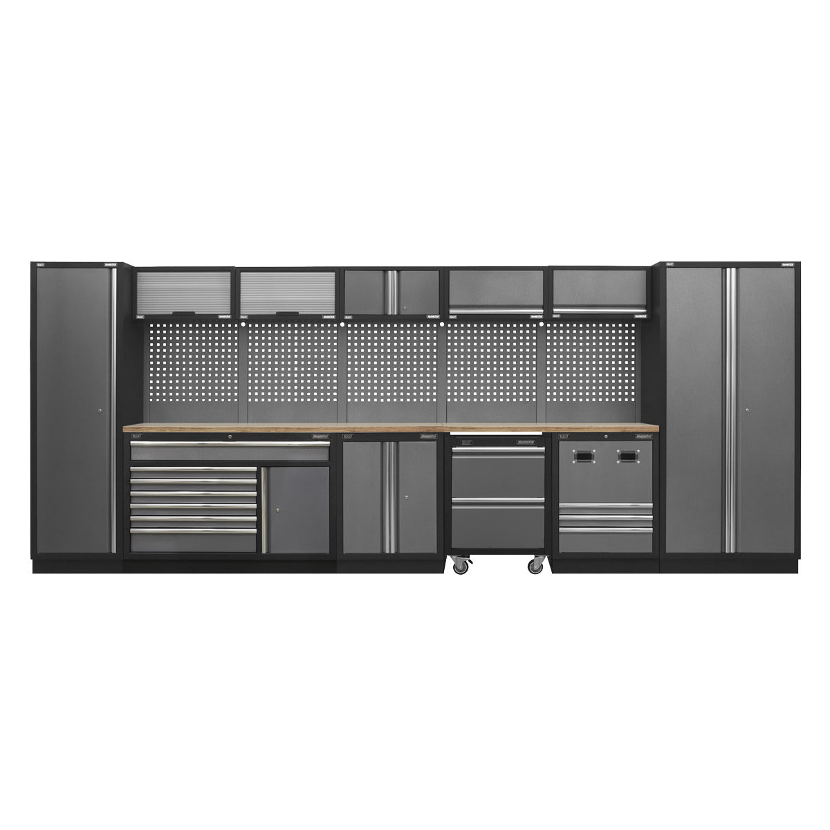 Superline PRO Storage System with Pressed Wood Worktop 4.92m APMSSTACK16W