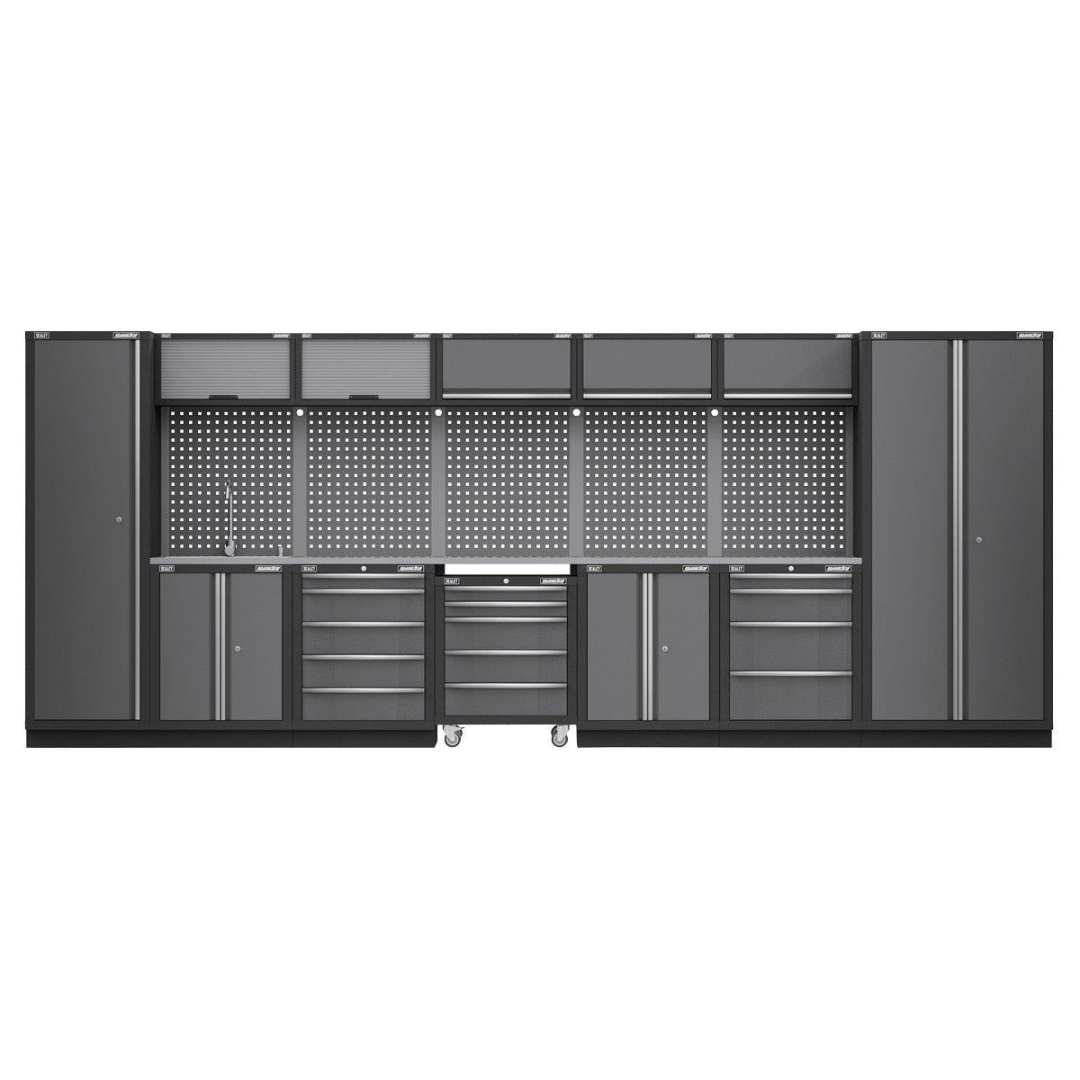 Superline PRO Storage System with Stainless Worktop 4.92m APMSSTACK17SS