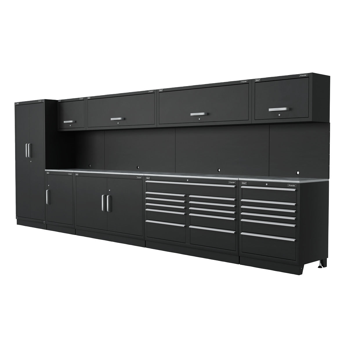 Premier Storage System with Stainless Worktop 5.58m APMSSTEEL