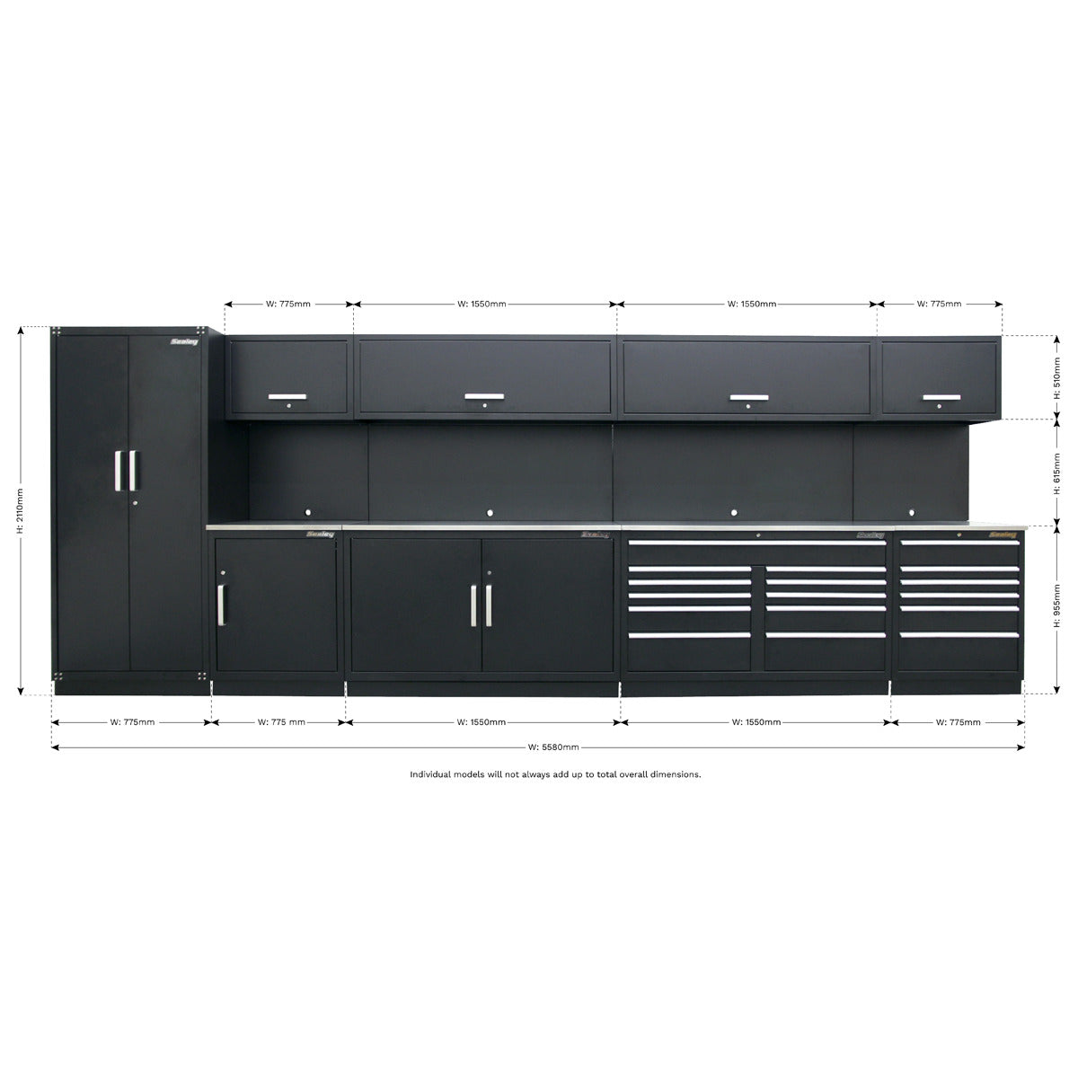 Premier Storage System with Stainless Worktop 5.58m APMSSTEEL