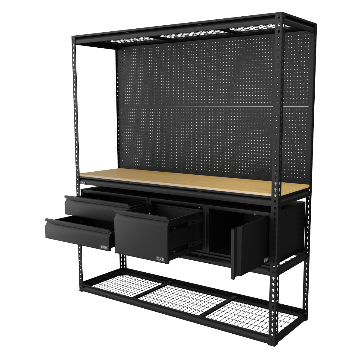 Sealey Heavy-Duty Modular Workbench & Racking Kit with 3 Storage Units APMWBCOMBO1