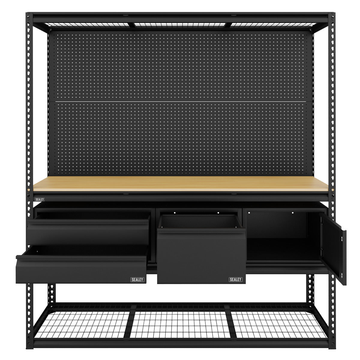 Sealey Heavy-Duty Modular Workbench & Racking Kit with 3 Storage Units APMWBCOMBO1
