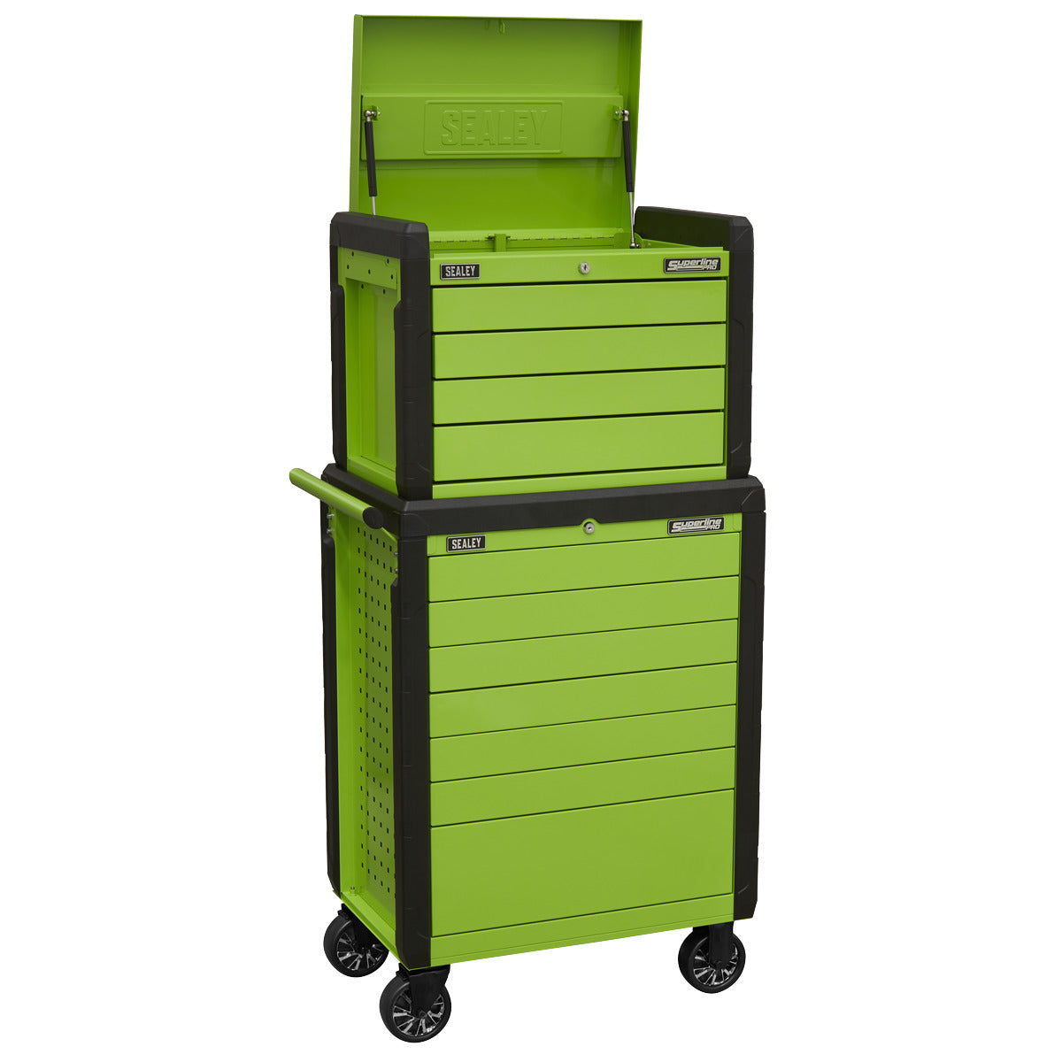 Superline PRO Push-To-Open Topchest & Rollcab Combination 11 Drawer - Green APPDSTACKG
