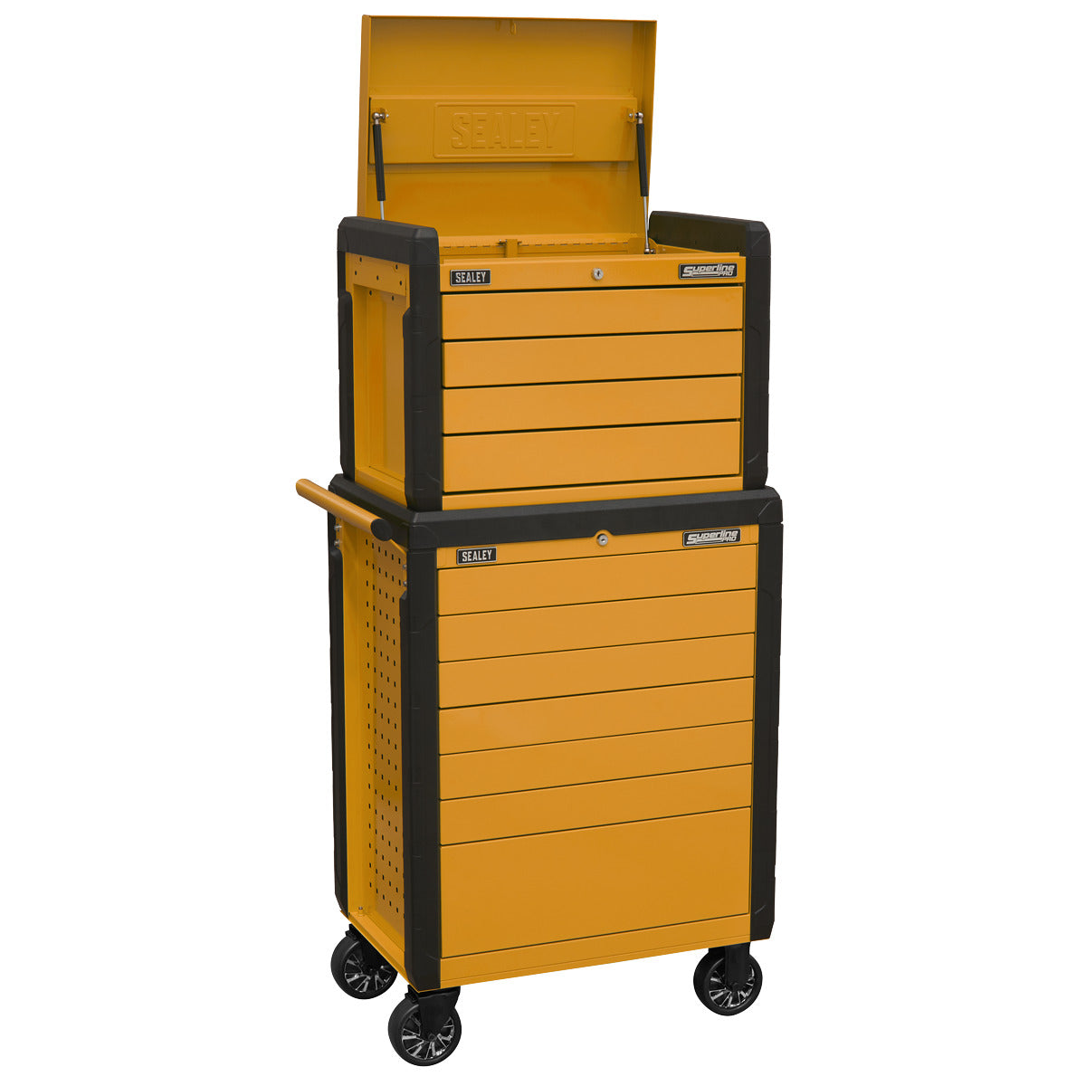 Superline PRO Push-To-Open Topchest & Rollcab Combination 11 Drawer - Orange APPDSTACKO
