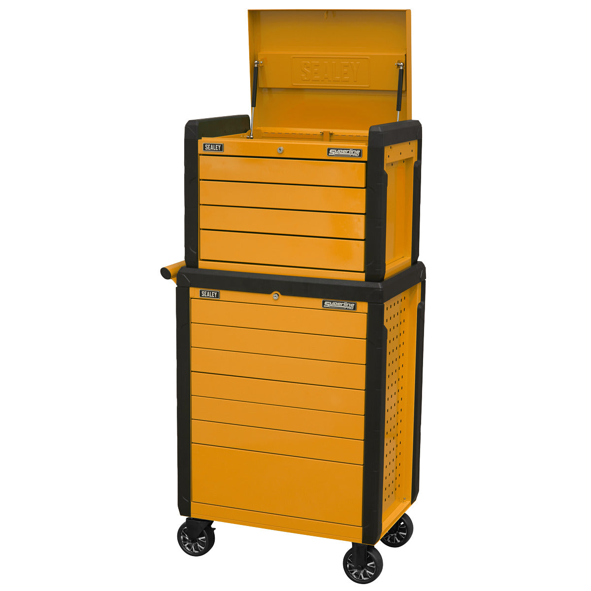 Superline PRO Push-To-Open Topchest & Rollcab Combination 11 Drawer - Orange APPDSTACKO