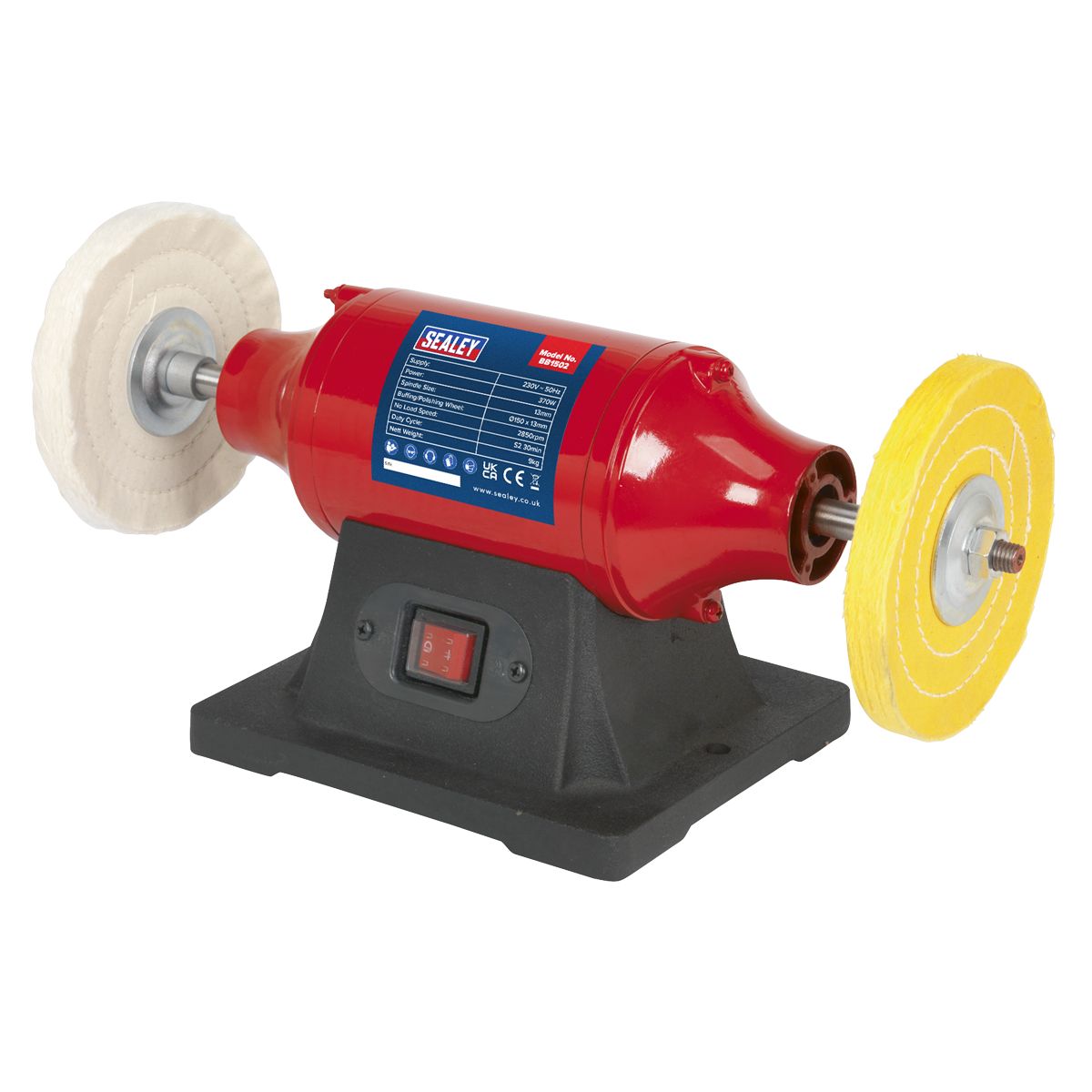 Sealey 150mm Bench Mounting Buffer/Polisher 370W/230V - Image 2