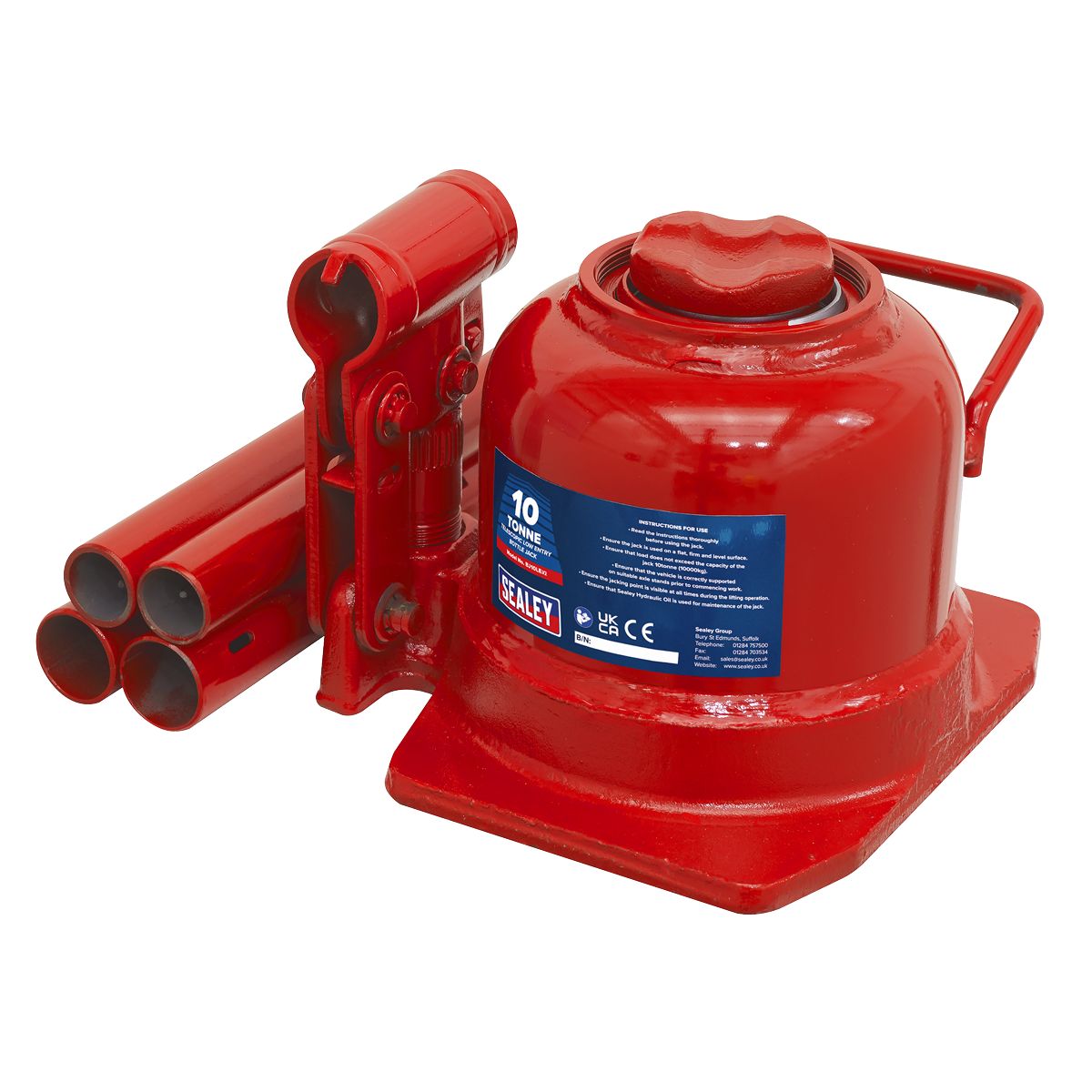Sealey Low Profile Telescopic Bottle Jack 10 Tonne - Image 1