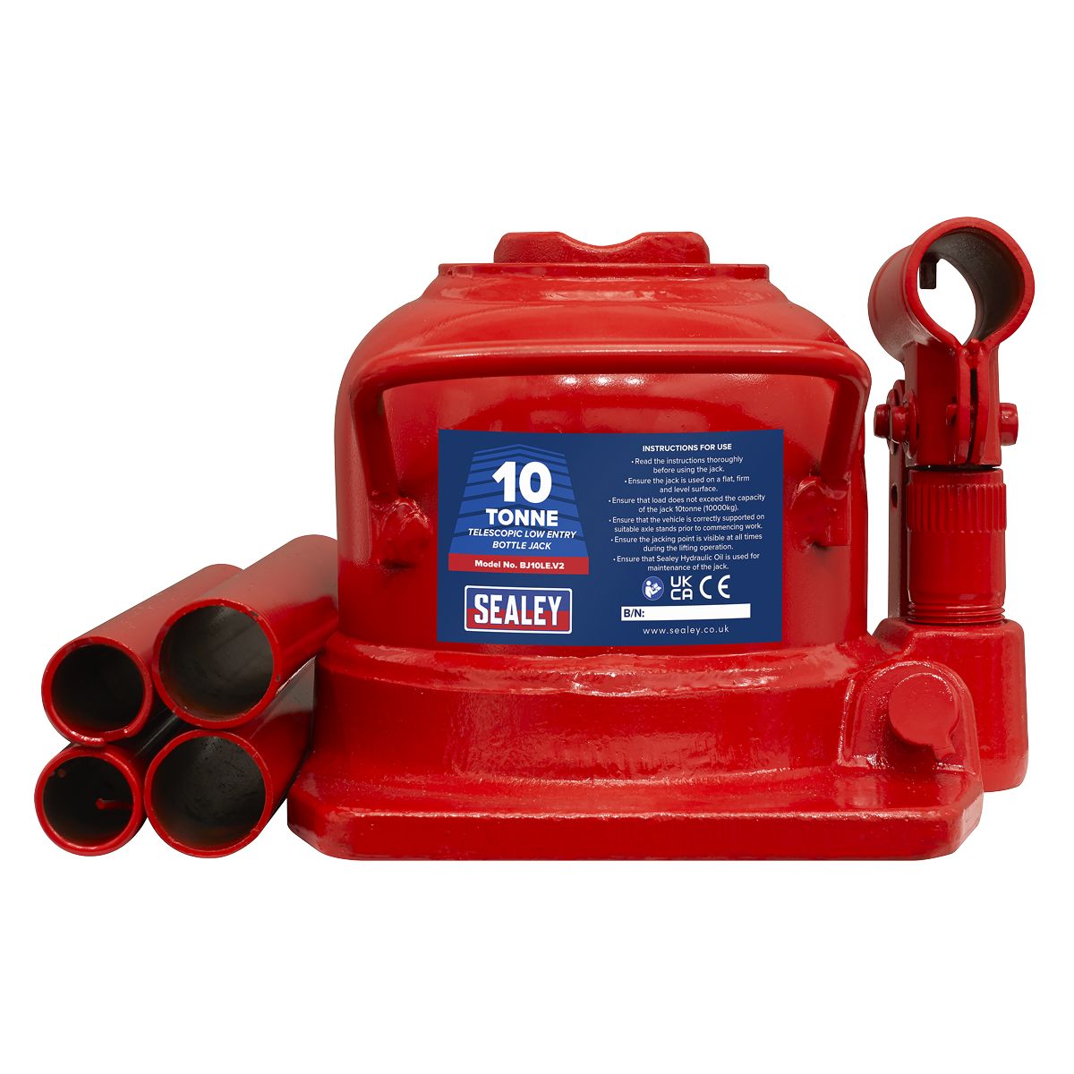 Sealey Low Profile Telescopic Bottle Jack 10 Tonne - Image 5