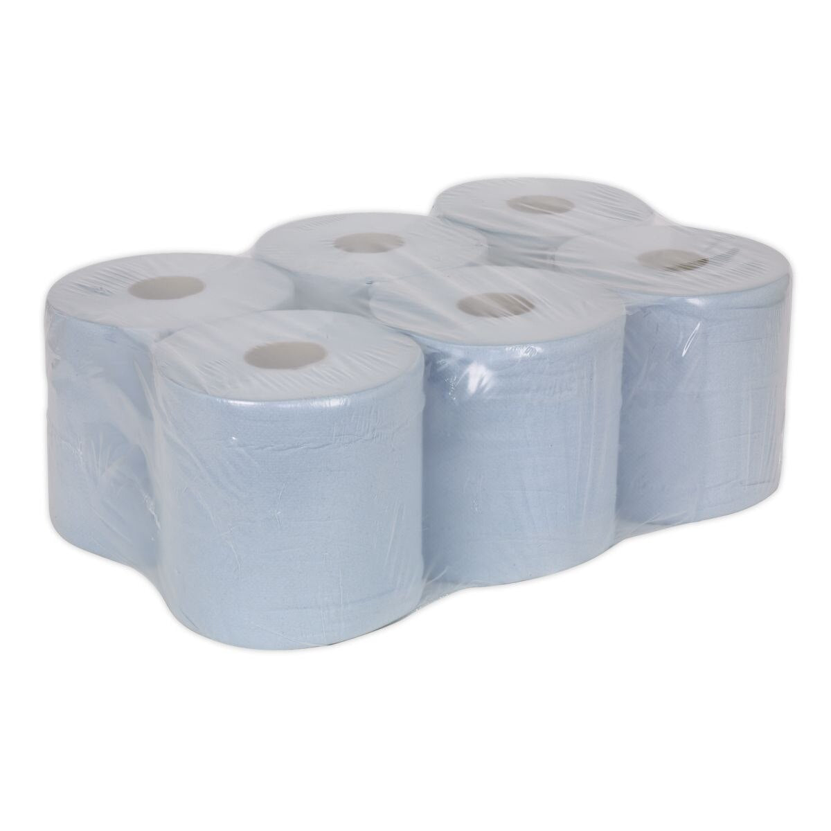 Sealey 2-Ply Embossed Blue Paper Roll 150m - Pack of 6 - Image 2