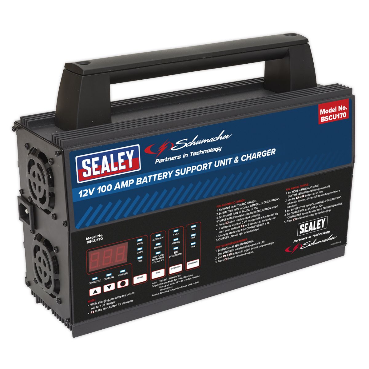 Sealey 12V Battery Support Unit & Charger 100A - Image 5