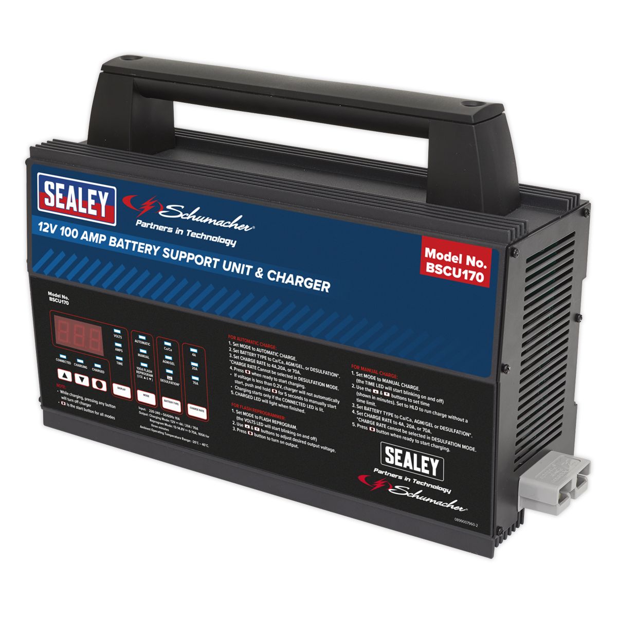 Sealey 12V Battery Support Unit & Charger 100A - Image 6