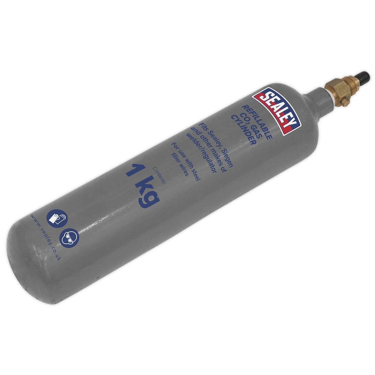 Sealey Refillable Carbon Dioxide Gas Cylinder 1kg - Image 1