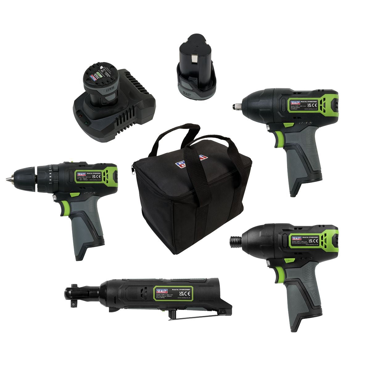 Sealey 4 x SV10.8 Series Cordless Combo Kit 10.8V - 2 Batteries - Image 1