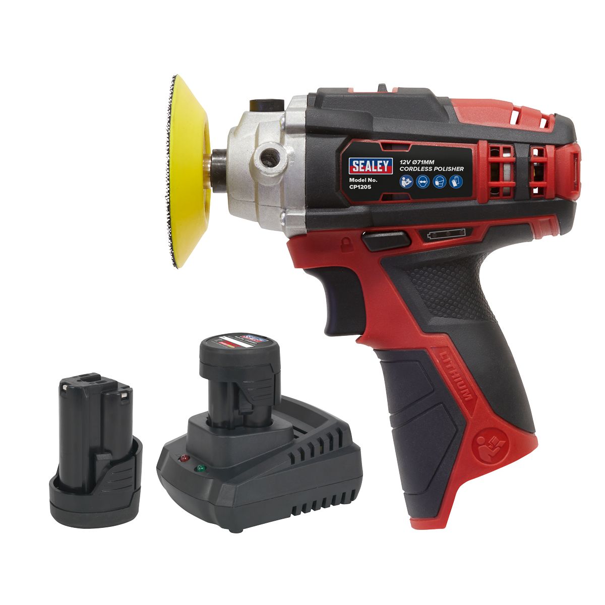 Sealey SV12 Series 71mm Cordless Polisher Kit 12V 1.5Ah - 2 Batteries - Image 1