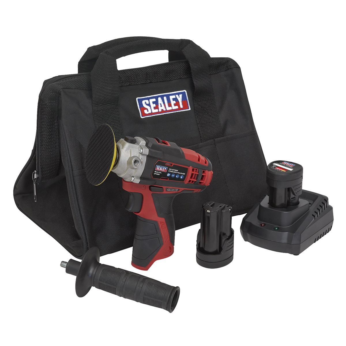 Sealey SV12 Series 71mm Cordless Polisher Kit 12V 1.5Ah - 2 Batteries - Image 4