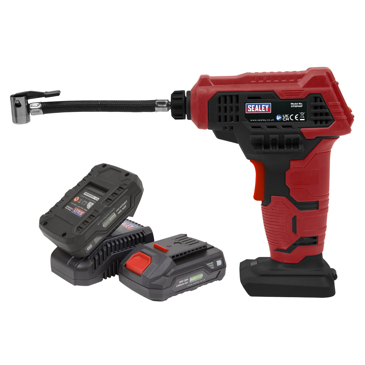 Sealey SV20 Series Cordless Tyre Inflator Kit 20V 2Ah - 2 Batteries CP20VAPKIT