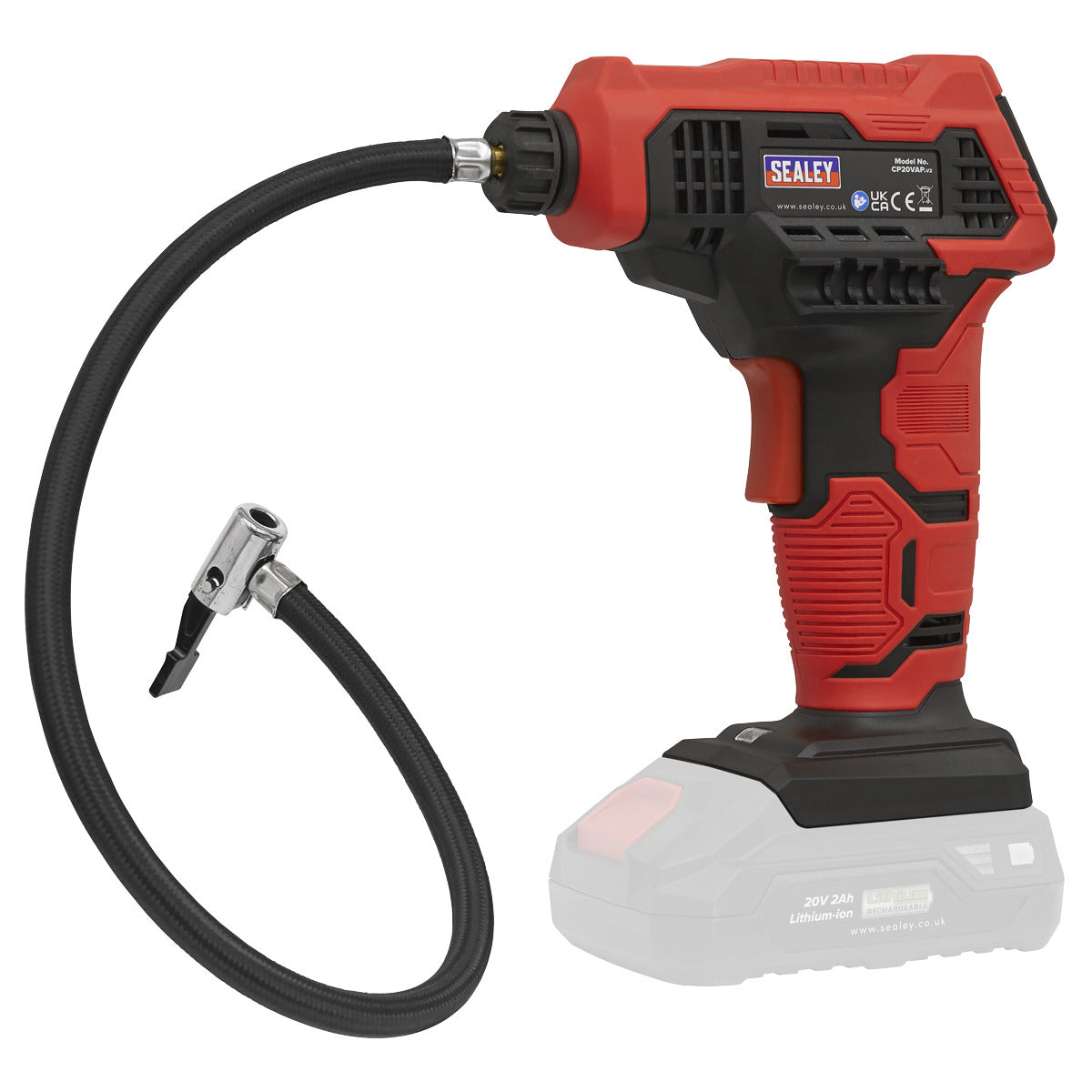 Sealey SV20 Series Cordless Tyre Inflator Kit 20V 2Ah - 2 Batteries CP20VAPKIT