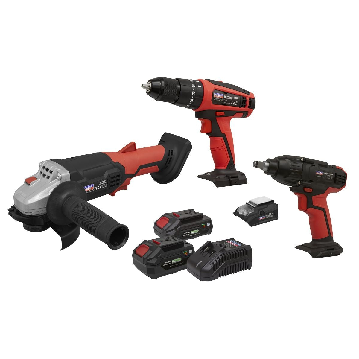 Sealey 3 x SV20 Series Cordless Tool Combo Kit 20V - 2 Batteries - Image 1