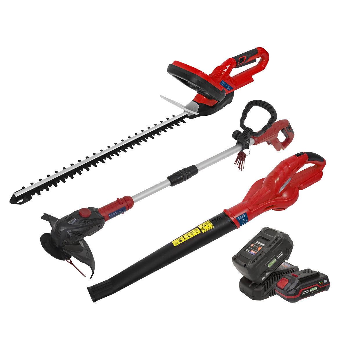 Sealey 3 x SV20 Series Cordless Garden Power Tool Kit 20V - 2 Batteries CP20VCOMBO6