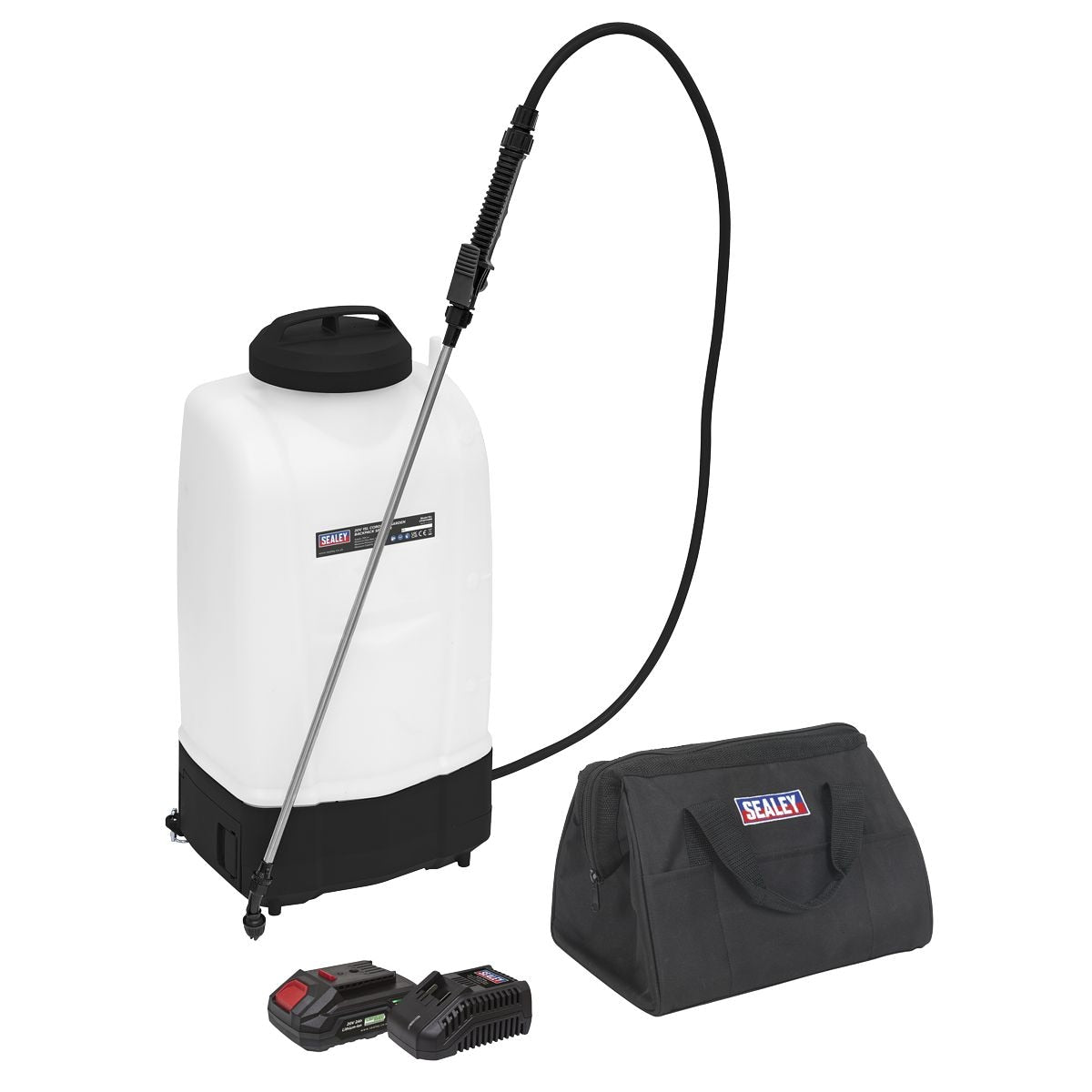 Sealey SV20 Series 15L Cordless Garden Backpack Sprayer Kit 20V 2Ah - Image 1