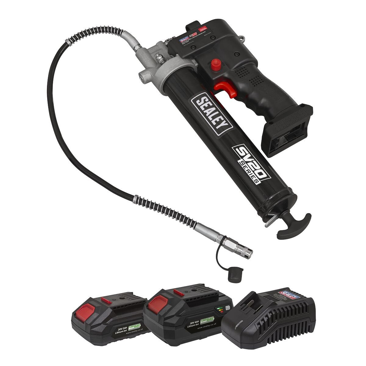 Sealey SV20 Series Cordless Grease Gun 20V - 2 Batteries - Image 2