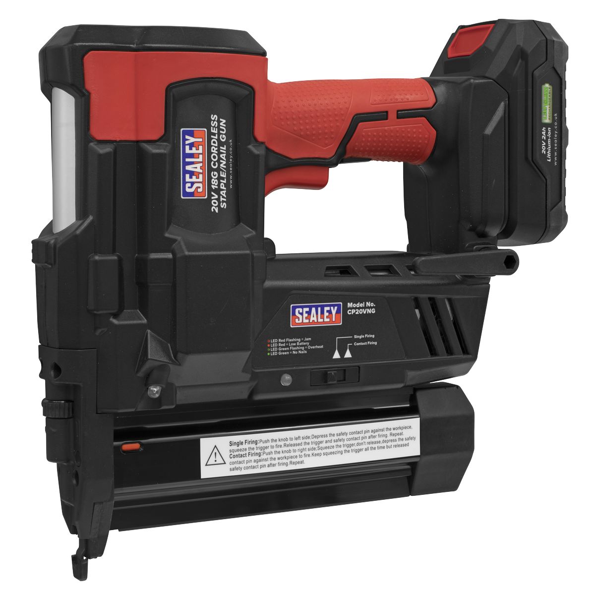 Sealey SV20 Series Cordless Nail/Staple Gun 18G 20V - Body Only - Image 2