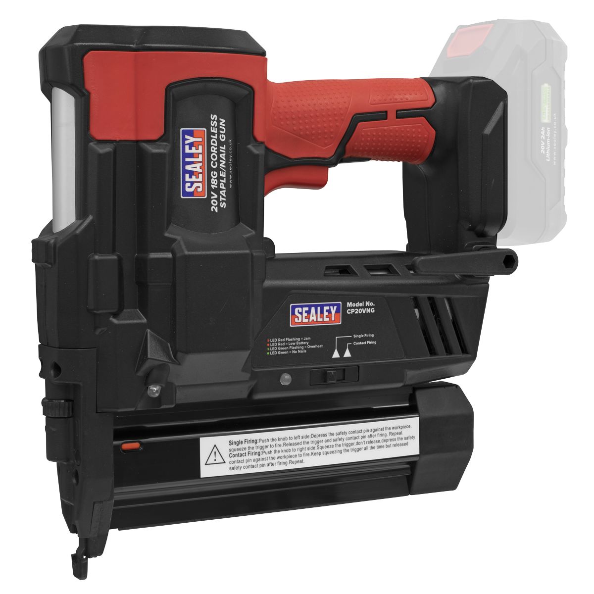 Sealey SV20 Series Cordless Nail/Staple Gun 18G 20V - Body Only - Image 4