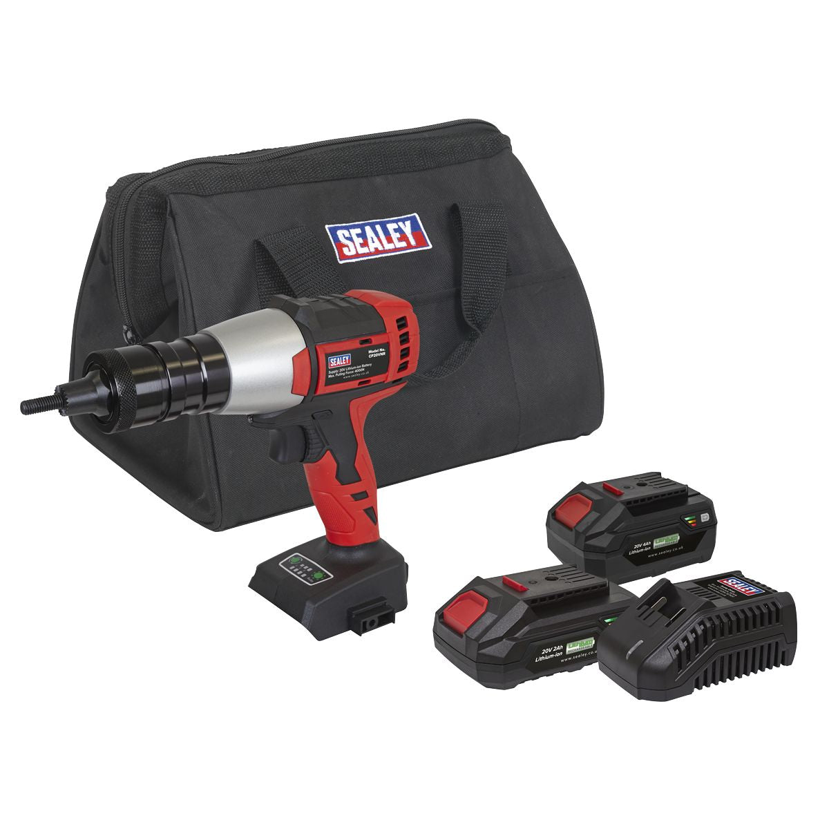 Sealey SV20 Series Brushless Cordless Nut Riveter 20V - 2 Batteries - Image 1